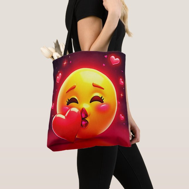 Kiss Emoji: Love and Hearts Art Tygkasse (Närbild)