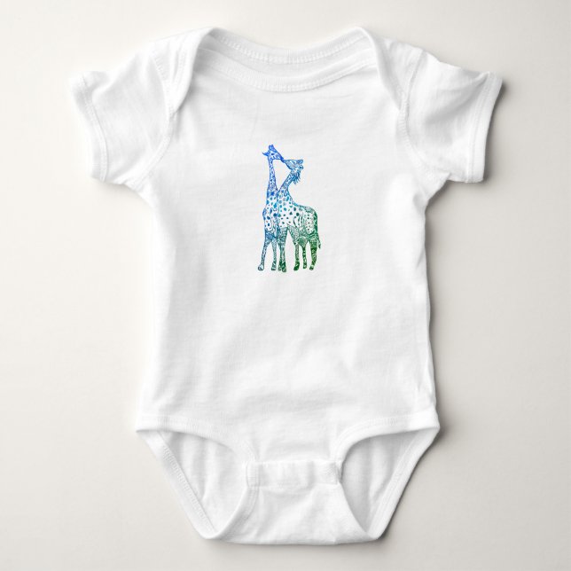Kiss Giraffe DrawinBaby Jersey Bodydräkt, White T Shirt (Framsida)
