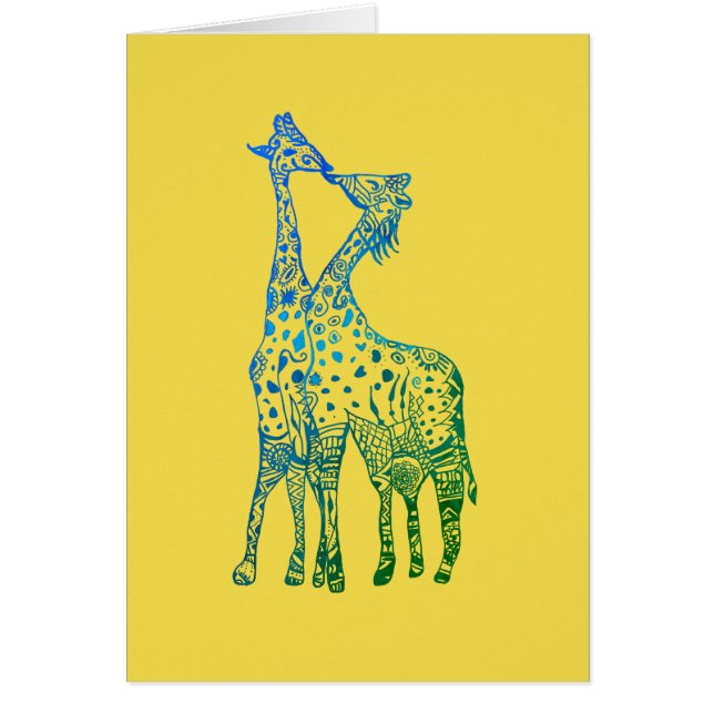 Kiss Giraffes African Giraffe Postcard Hälsningskort (Framsidan)