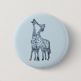 Kiss Giraffes Round Badge Knapp