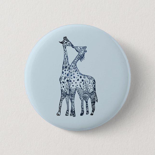 Kiss Giraffes Round Badge Knapp (Framsida)