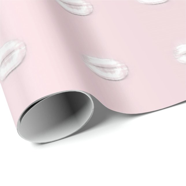 Kiss Glitter Rosa Studenten Rosa White Läppar Presentpapper (Rullad Hörn)