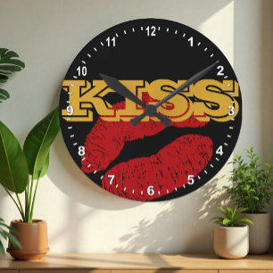 KISS Guld-retroklocka/Roligt Party klassisk Rund Klocka