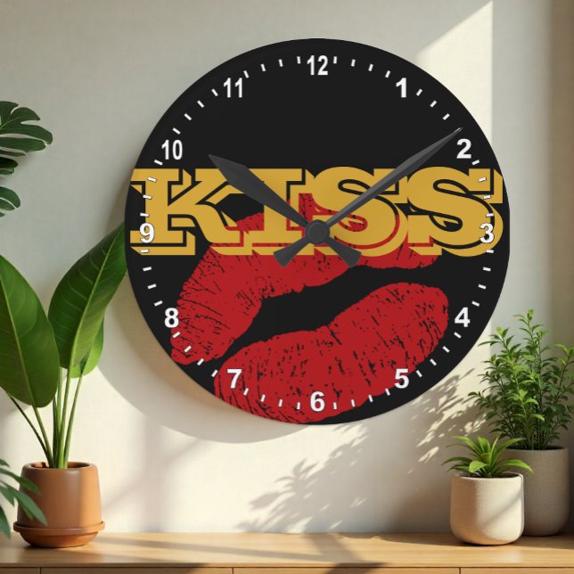 KISS Guld-retroklocka/Roligt Party klassisk Rund Klocka (Skapare uppladdad)