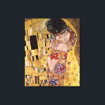 Kiss, Gustav Klimt Canvastryck<br><div class="desc">Kissen, Gustav Klimt Austrain Symbolist Painter Gustav Klimt The Kiss (original Der Kuss) har målats av Gustav Klimt och är förmodligen hans mest berömd. Han började arbeta med det 1907 och det är höjdpunkten i hans så kallade "gyllene period". Det skildrar ett par, i olika skuggor av guld och symboler,...</div>