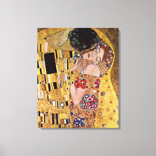 Kiss, Gustav Klimt Canvastryck (Framsida)