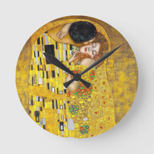 Kiss - Gustav Klimt Rund Klocka