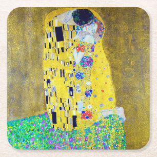 Kiss, Gustav Klimt Underlägg Papper Kvadrat