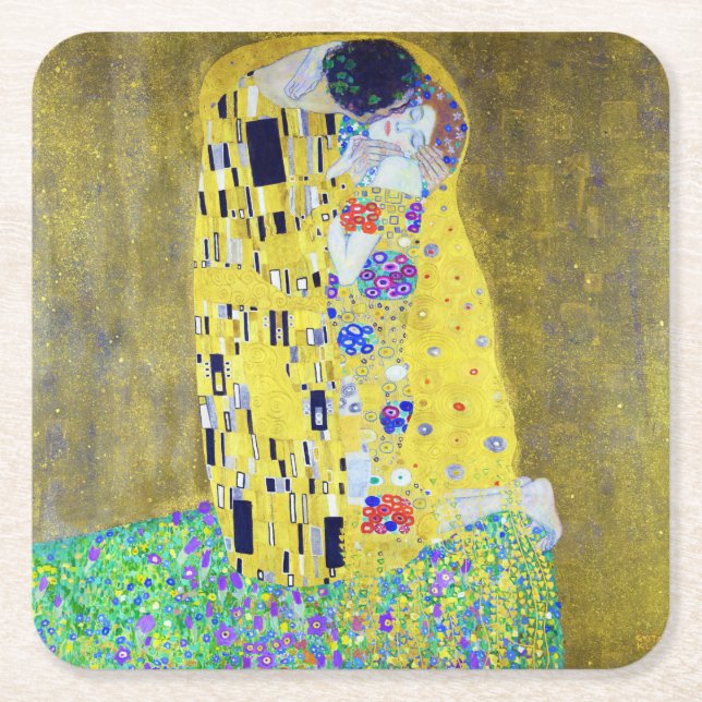 Kiss, Gustav Klimt Underlägg Papper Kvadrat (Framsidan)