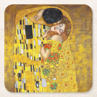 Kiss - Gustav Klimt Underlägg Papper Kvadrat