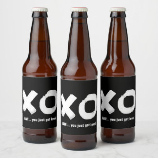Kiss Hug Black and White Beer Label Ölflaska Etikett