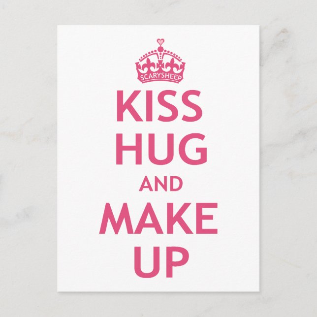 Kiss Hug och make Up Vykort (Framsida)