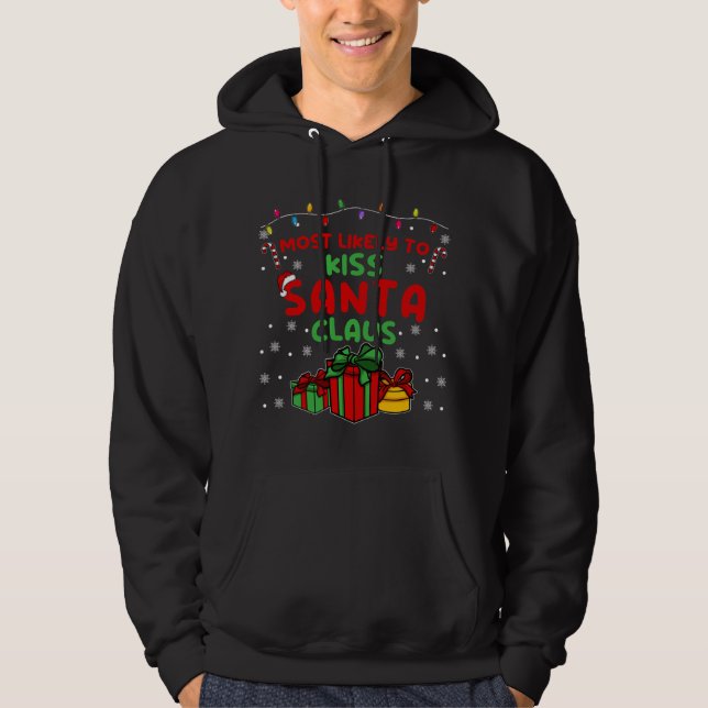 Kiss Jultomten är troligast julafton Hoodie (Framsida)