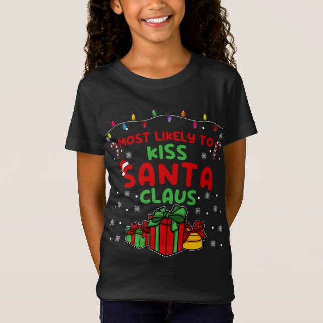 Kiss Jultomten är troligast julafton T Shirt (Framsida)