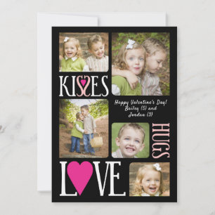 Kiss Kärlek Hugs Valentindag Fotokollage Card Julkort