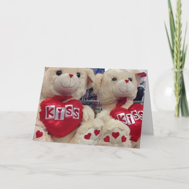 Kiss Kärlek Nalle Bears Valentindagskort Helgkort (Framsida)