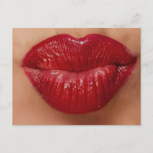 Kiss Kiss Red Läppar Kärlek Vykort