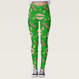 Kiss Klöver Läppar Shamrock St patricks day Leggin Leggings