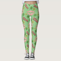 Kiss Klöver Läppar St. Patrick's Day Sage Leggings