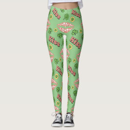Kiss Klöver Läppar St. Patrick's Day Sage Leggings