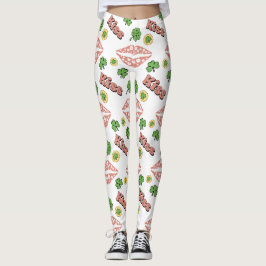 Kiss Klöver Läppar St. Patrick's Day White Legings Leggings