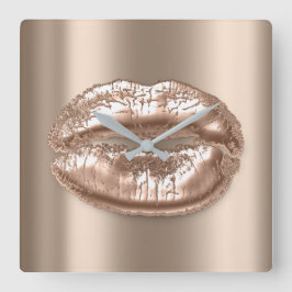 Kiss Läppar Beige Bronze Ro Metall Makeup Artist Fyrkantig Klocka