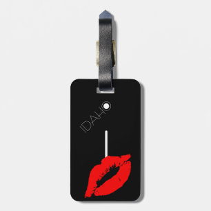 Kiss Läppar Black Red Lipstick Idaho USA I Monogra Bagagebricka