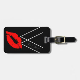 Kiss Läppar Black Red Lipstick Williams DIY Monogr Bagagebricka
