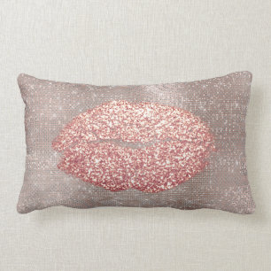 Kiss Läppar Glitter Glam Makeup  Sequin Smala Lumbarkudde
