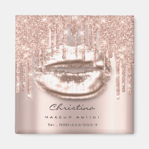Kiss Läppar Makeup Artist Glitter Drips Sparkly Lu Magnet