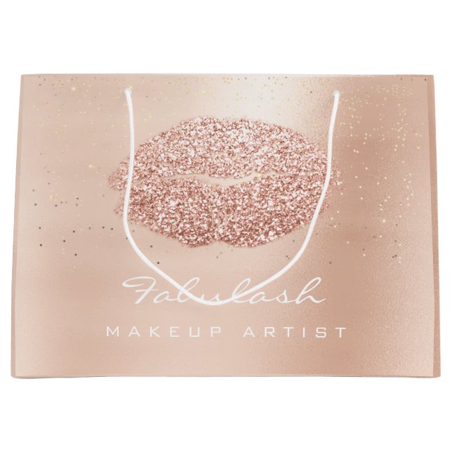 Kiss Läppar  Makeup Glitter Ro Guld Konfetti (Framsidan)