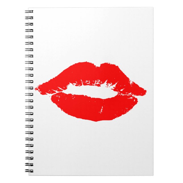 Kiss Läppar Red Lipstick Kärlek Passion Valentine Anteckningsbok (Framsidan)