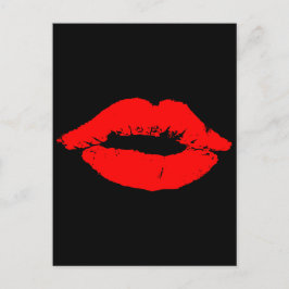 Kiss Läppar Red Lipstick Kärlek Passion Valentine Helg Vykort