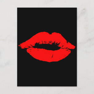 Kiss Läppar Red Lipstick Kärlek Passion Valentine Helg Vykort