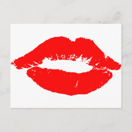 Kiss Läppar Red Lipstick Kärlek Passion Valentine Helg Vykort