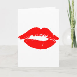 Kiss Läppar Red Lipstick Kärlek Passion Valentine Helgkort