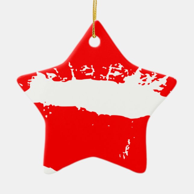 Kiss Läppar Red Lipstick Kärlek Passion Valentine Julgransprydnad Keramik (Framsidan)