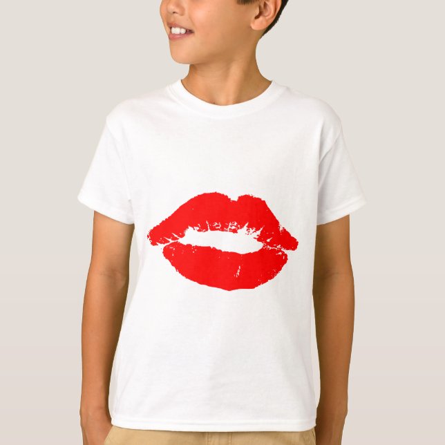 Kiss Läppar Red Lipstick Kärlek Passion Valentine T Shirt (Framsida)