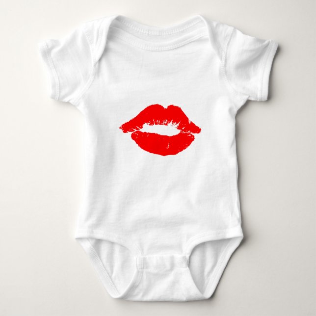 Kiss Läppar Red Lipstick Kärlek Passion Valentine T-shirt (Framsida)