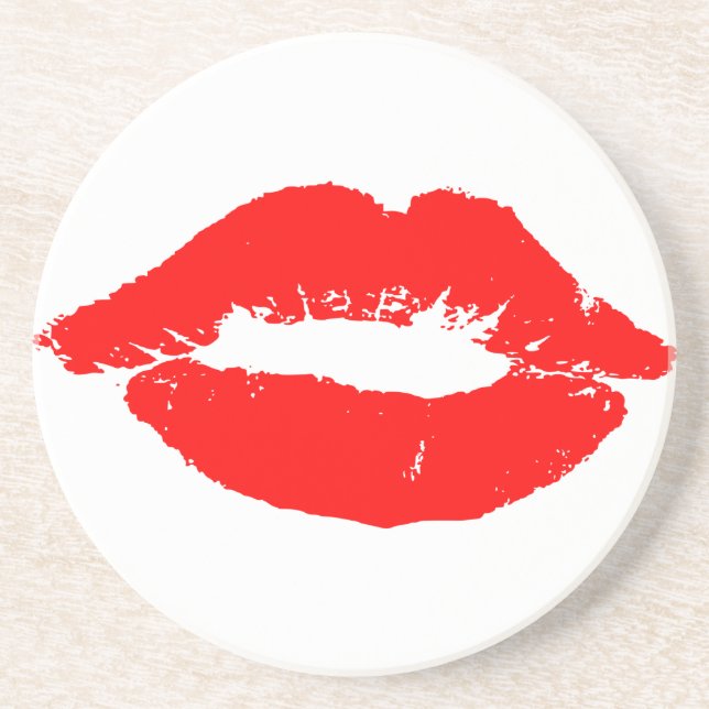 Kiss Läppar Red Lipstick Kärlek Passion Valentine Underlägg (Framsidan)