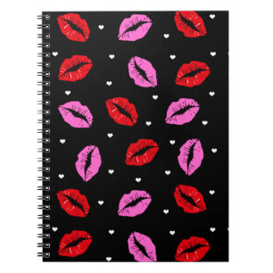 Kiss Läppar Rosa and Red, Hjärtar BLK för bärbara Anteckningsbok