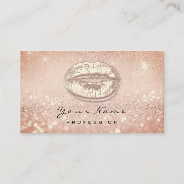 Kiss Läppar Rosa Makeup Artist Beauty Glitter Spar Tidsbeställning Kort (Framsida)
