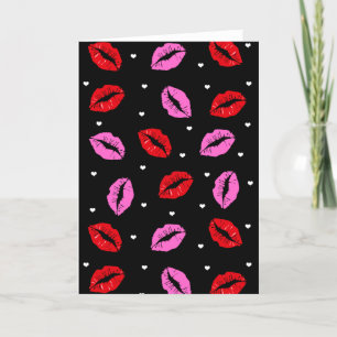 Kiss Läppar Rosa Red Heareting Card Helgkort