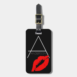 Kiss Lip Black Red Lipstick Andersson DIY Monogram Bagagebricka