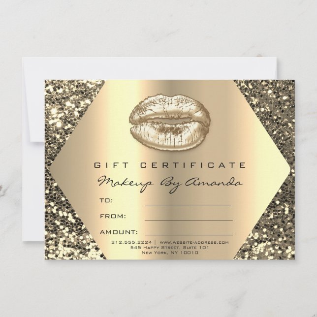 Kiss Lip Makeup Artist Sepia Guld Certificate Gift (Framsida)