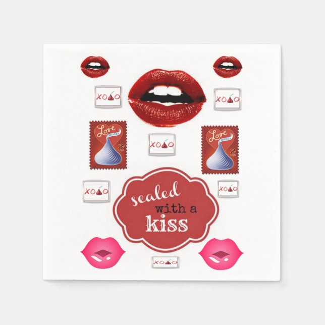 Kiss Lipstick Napkins Pappersservett (Framsidan)