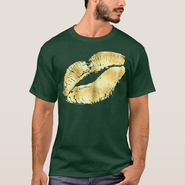 Kiss Makeup, 80-tal, tryckt av Womens Guld T Shirt (Framsida)