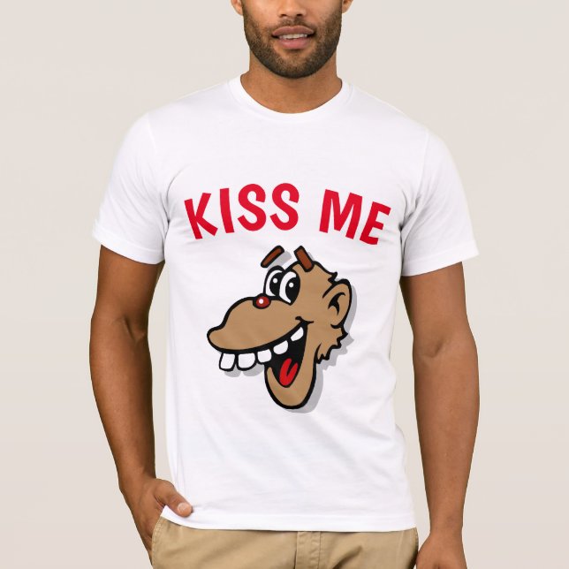 KISS ME, apa, lägg till redigeringstext. T Shirt (Framsida)