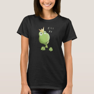 Kiss Me Frog med Krona Frog Prince Fläkt T Shirt