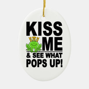 KISS ME Frog ornament, anpassade Julgransprydnad Keramik
